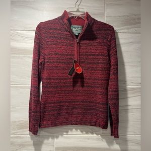 NWT Woolrich Tanglewood 3/4
Zip Cotton Wool Blend Red and 
Black Sweater
